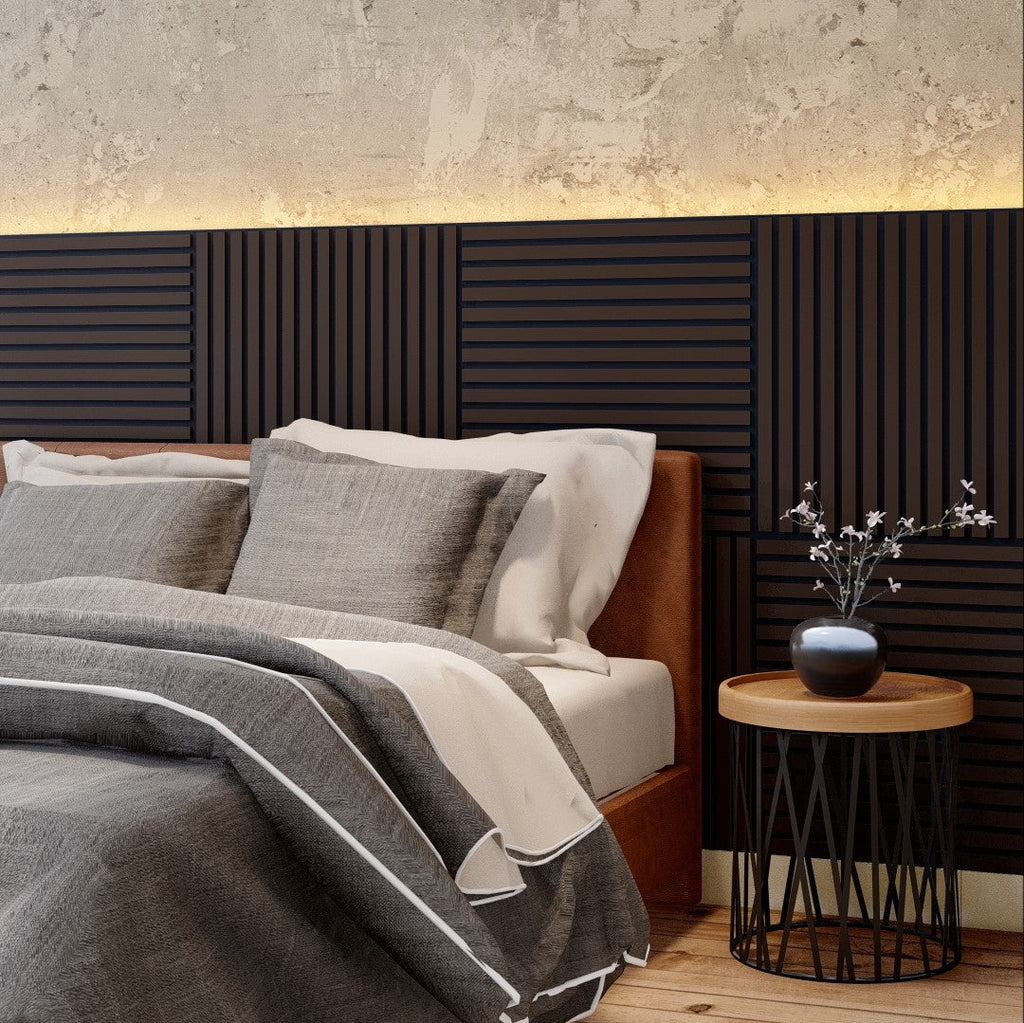 Oaklentra 2x2 Acoustic Slat Panels - Black Walnut
