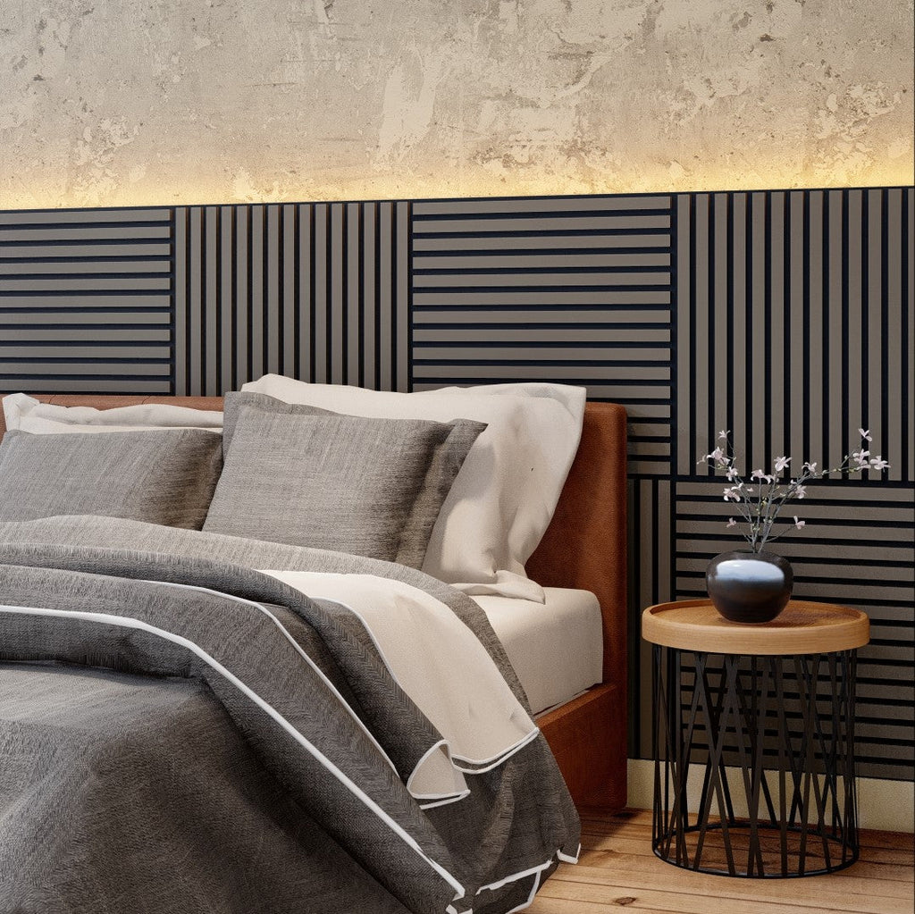 Oaklentra 2x2 Acoustic Slat Panels - Grey Oak