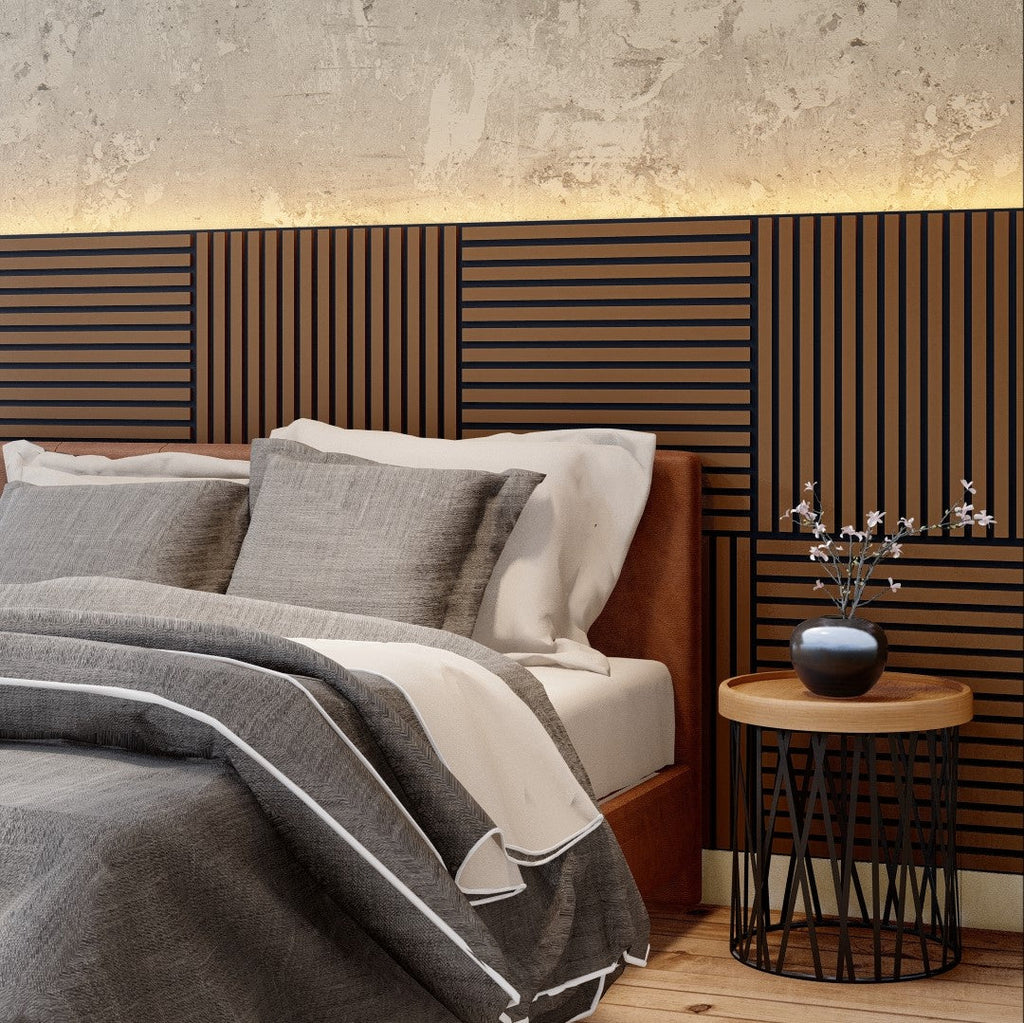 Oaklentra 2x2 Acoustic Slat Panels - Walnut