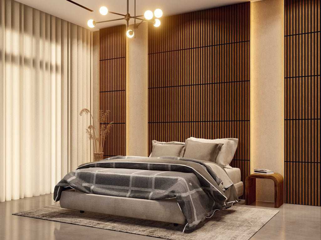 Oaklentra 2x2 Acoustic Slat Panels - Walnut