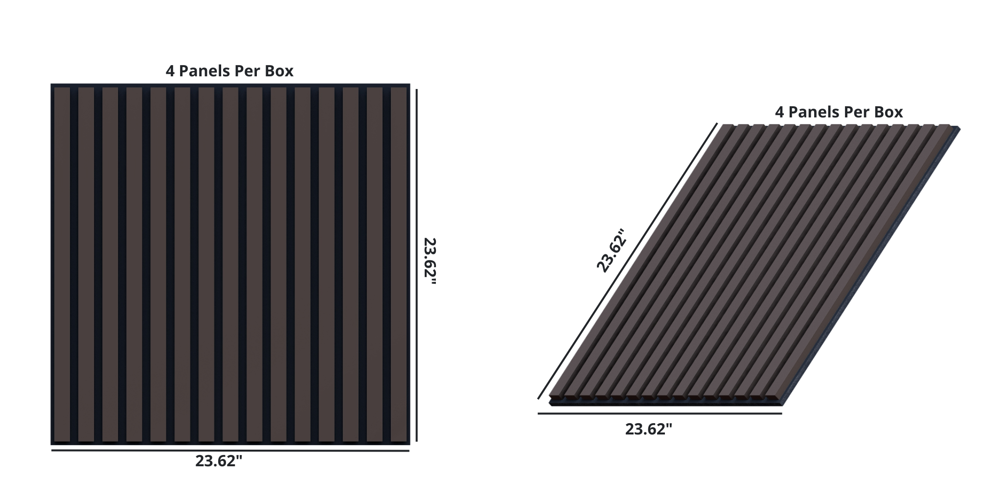 Oaklentra 2x2 Acoustic Slat Panels - Black Walnut