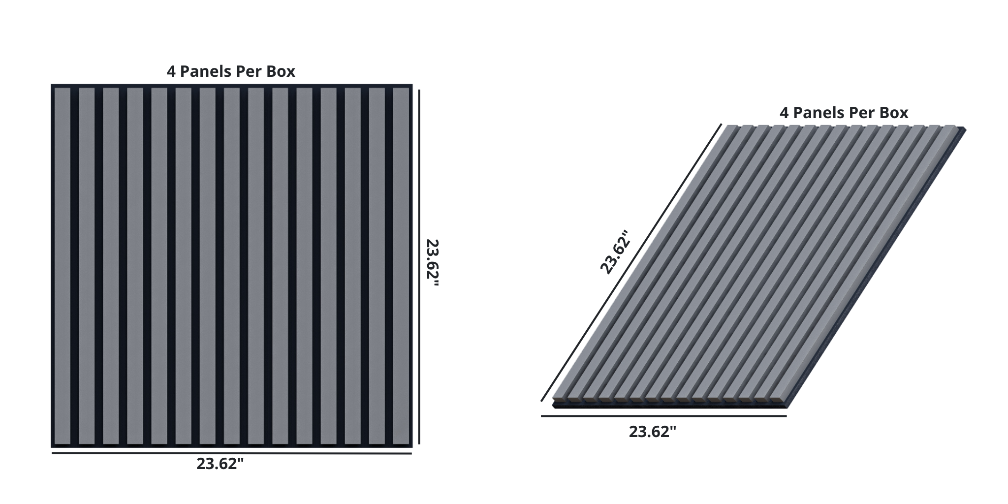 Oaklentra 2x2 Acoustic Slat Panels - Grey Oak