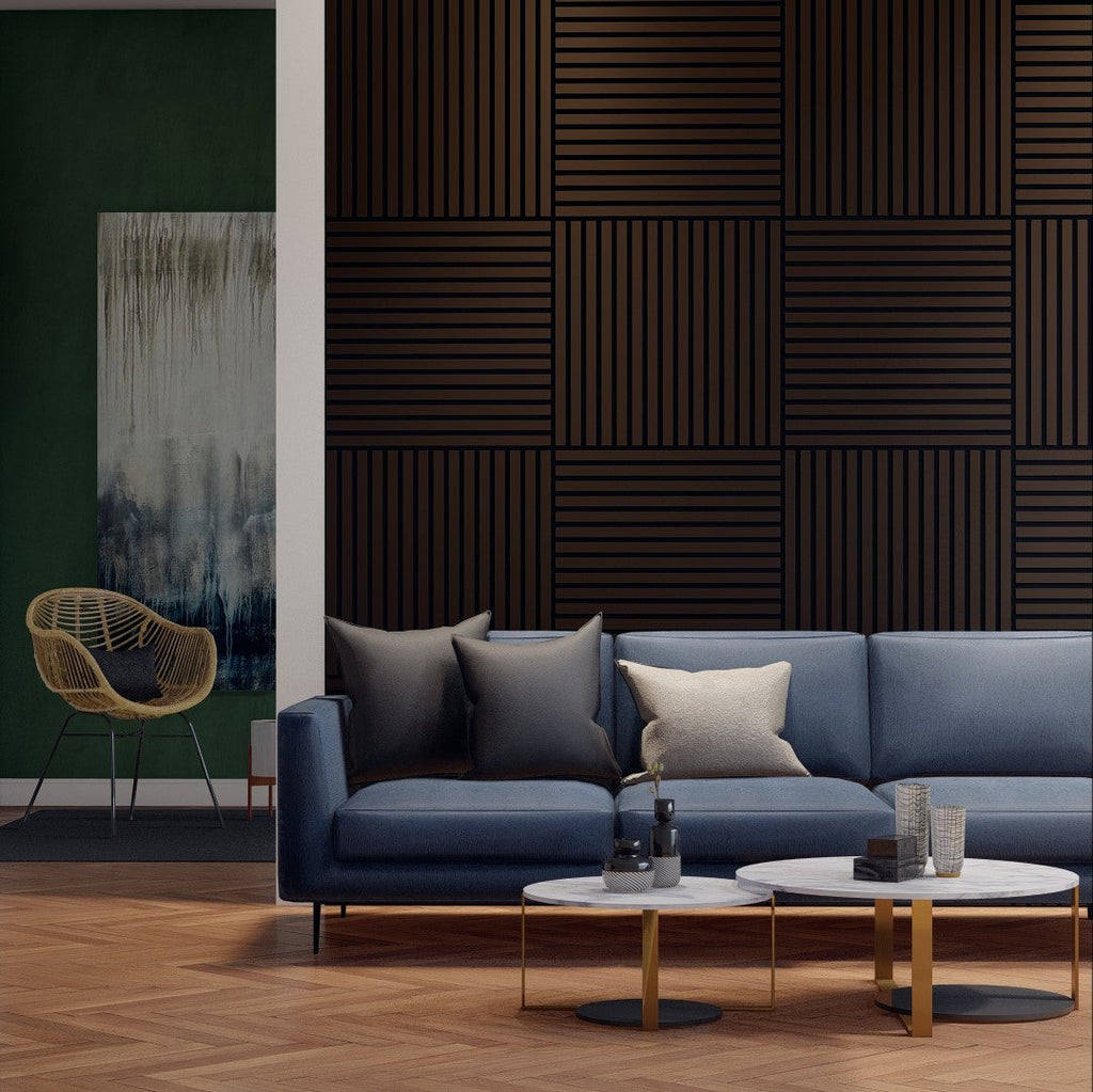 Oaklentra 2x2 Acoustic Slat Panels - Black Walnut