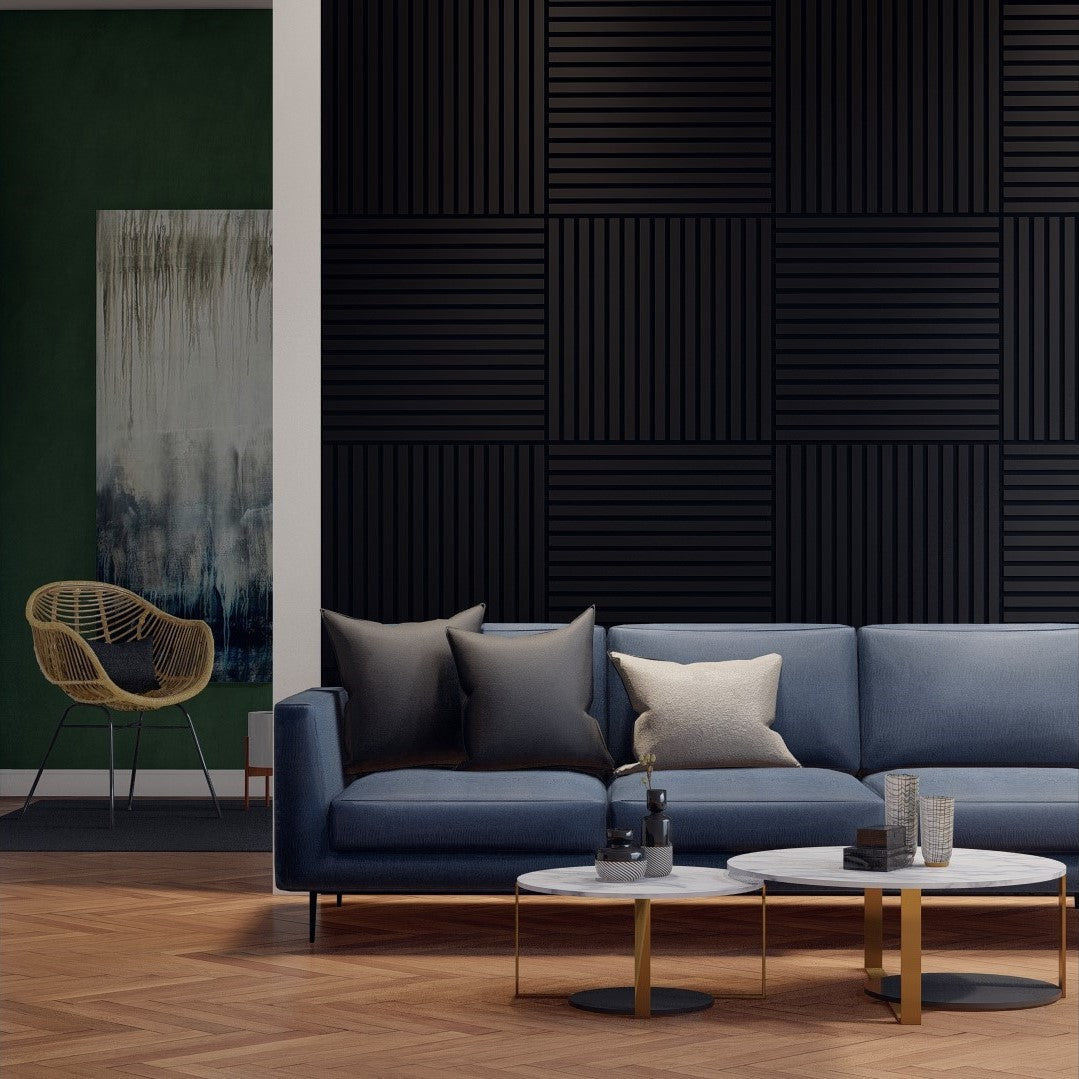 Oaklentra 2x2 Acoustic Slat Panels - Black Oak