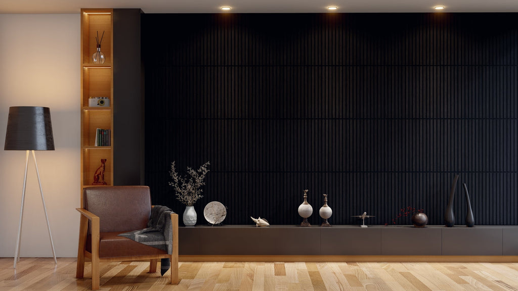 Oaklentra 2x2 Acoustic Slat Panels - Black Oak