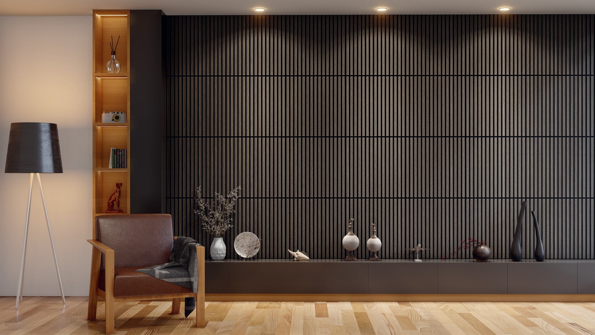 Oaklentra 2x2 Acoustic Slat Panels - Grey Oak