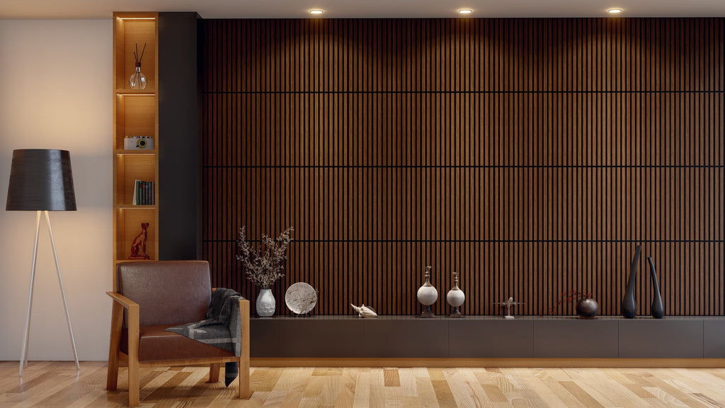 Oaklentra 2x2 Acoustic Slat Panels - Walnut