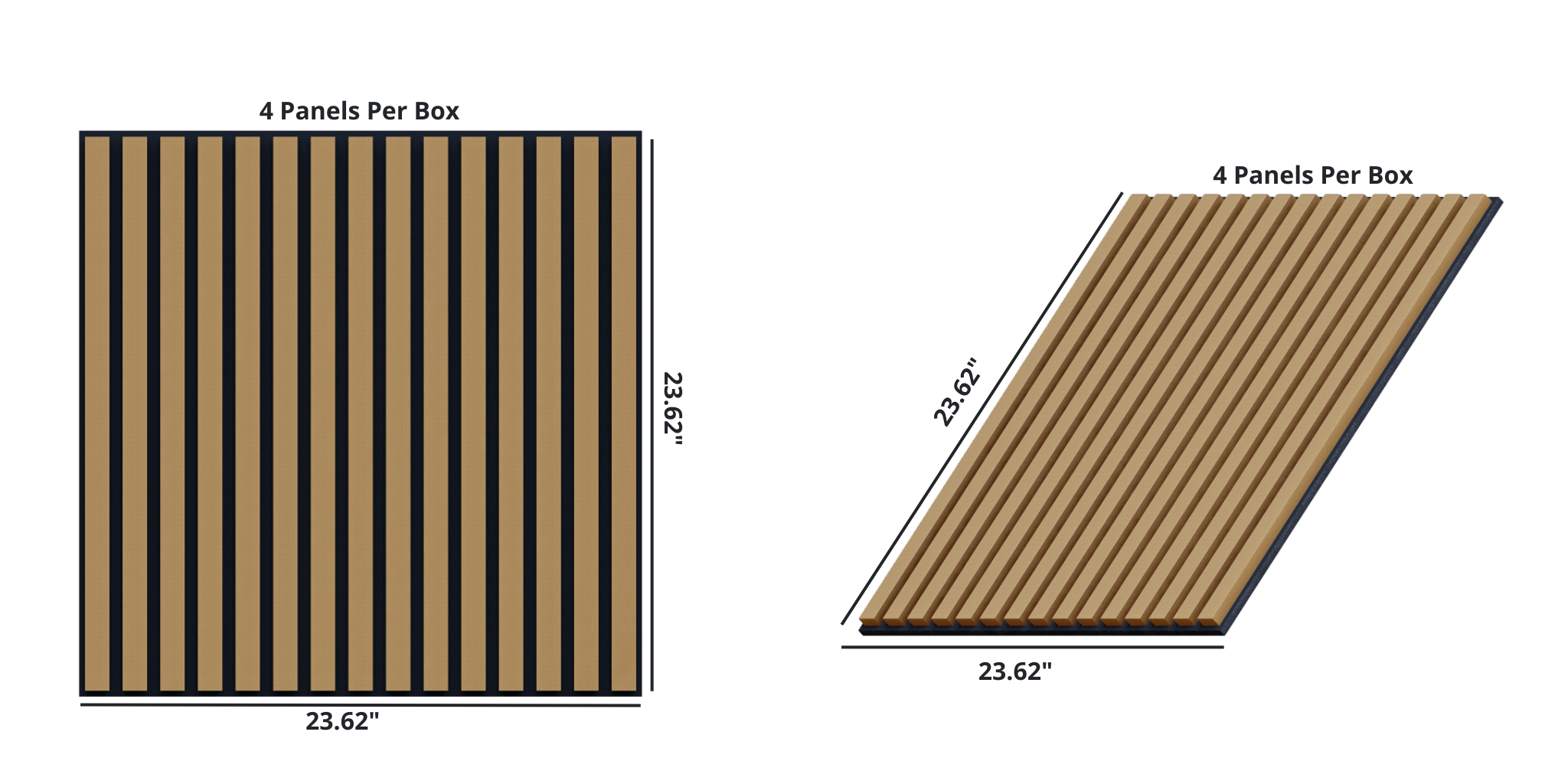 Oaklentra 2x2 Acoustic Slat Panels - Teak