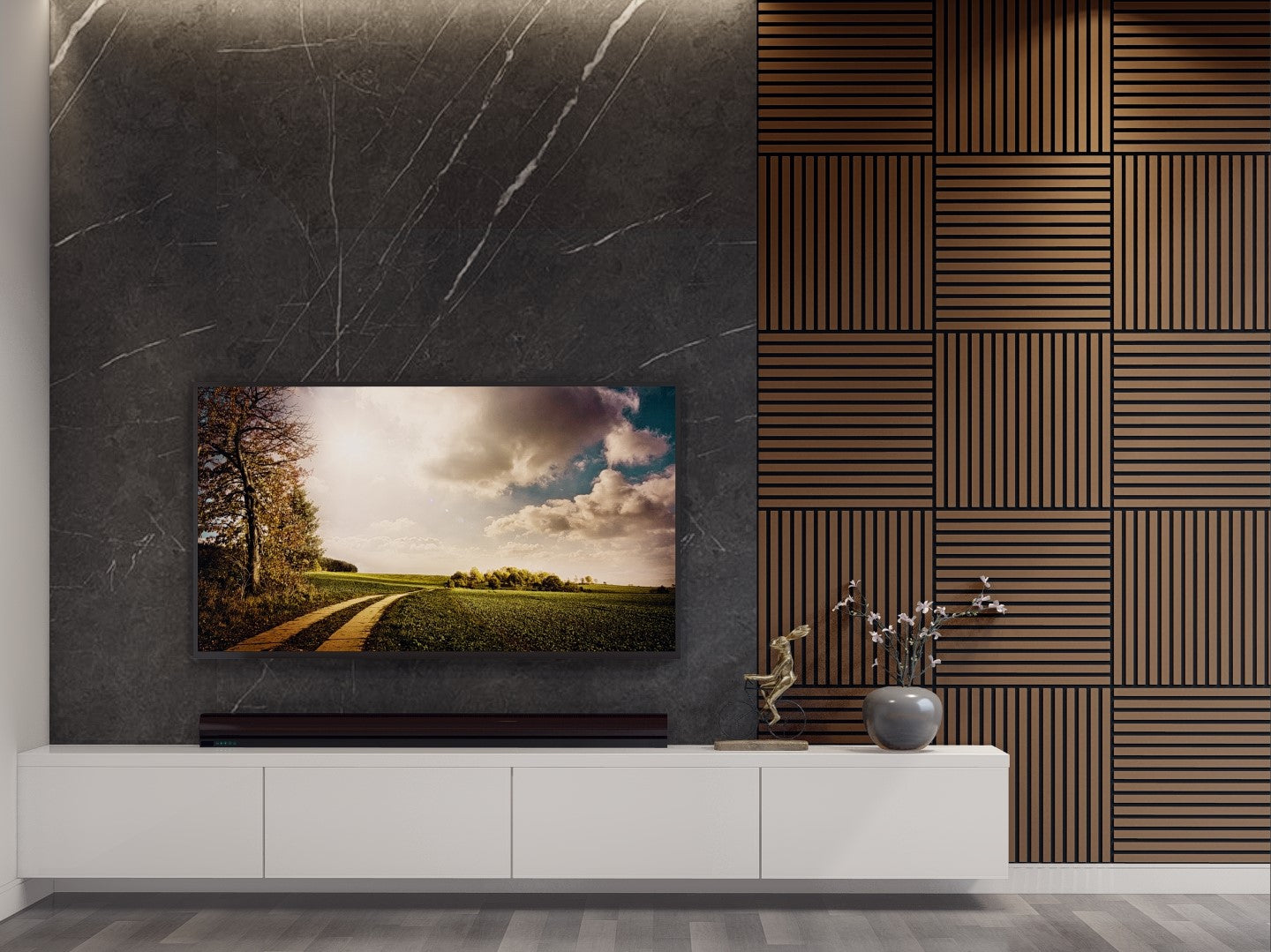 Oaklentra 2x2 Acoustic Slat Panels - Walnut