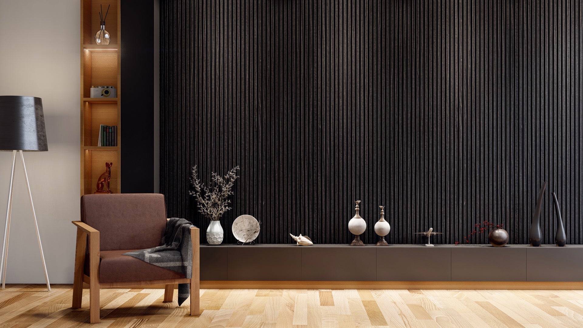 Oaklentra Acoustic Slat Panels - Black Oak