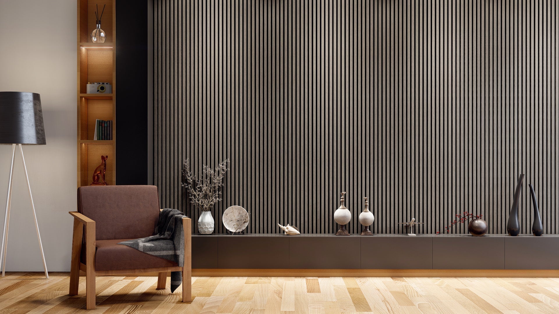 Oaklentra Acoustic Slat Panels - Grey Oak