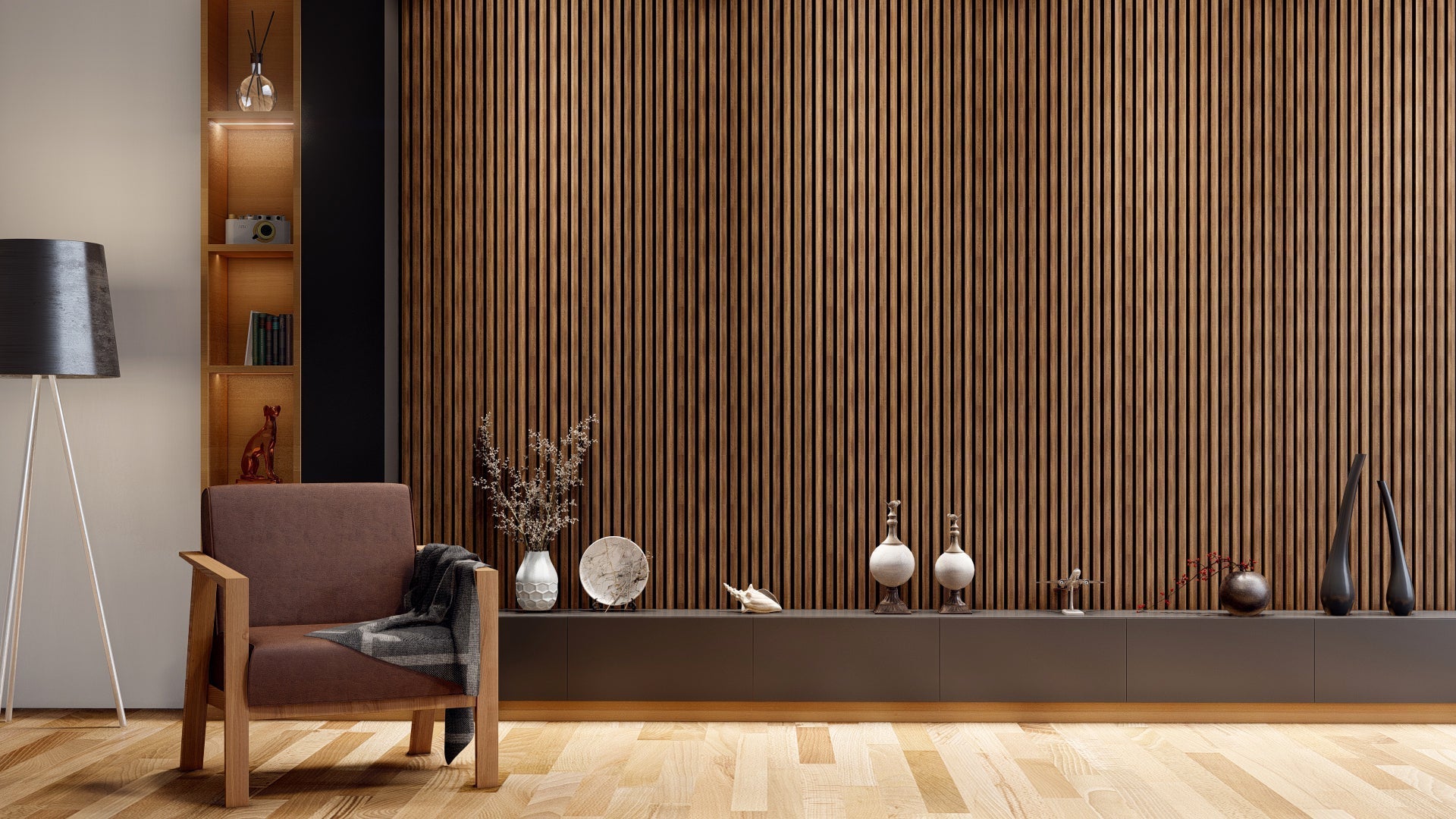Oaklentra Acoustic Slat Panels - Walnut